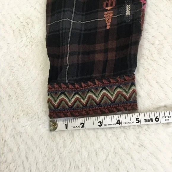 Johnny Was Yadani Shirt Tunic Button Plaid Flannel Fall Smock Top Boho XXL - Picture 7 of 9